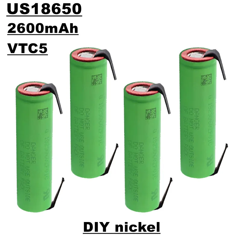 Us18650 lithium ion battery, vtc5, 3.7 V, 2600 MAH, 30A discharge, suitable for power tools, drones, etc. + DIY nickel 
Us18650 lithium ion battery, vtc5, 3.7 V, 2600 MAH, 30A discharge, suitable for power tools, drones, etc. + DIY nickel