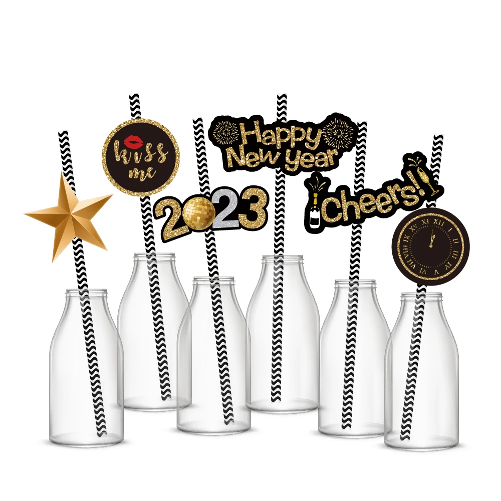36pcs 2023 Gold Black Stars Cheers Happy New Year Party Disposable Paper Straws New Year's Eve Countdown Party Decorations
36pcs 2023 Gold Black Stars Cheers Happy New Year Party Disposable Paper Straws New Year's Eve Countdown Party Decorations