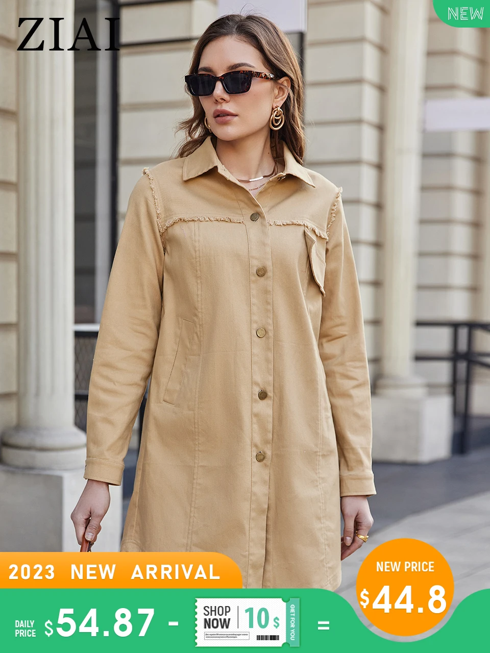ZIAI Women's spring jacket 2023 Long Fashion shirt coat Spring and summer thin coat Buttons Casual new in outerwears ZS-20354
ZIAI Women's spring jacket 2023 Long Fashion shirt coat Spring and summer thin coat Buttons Casual new in outerwears ZS-20354