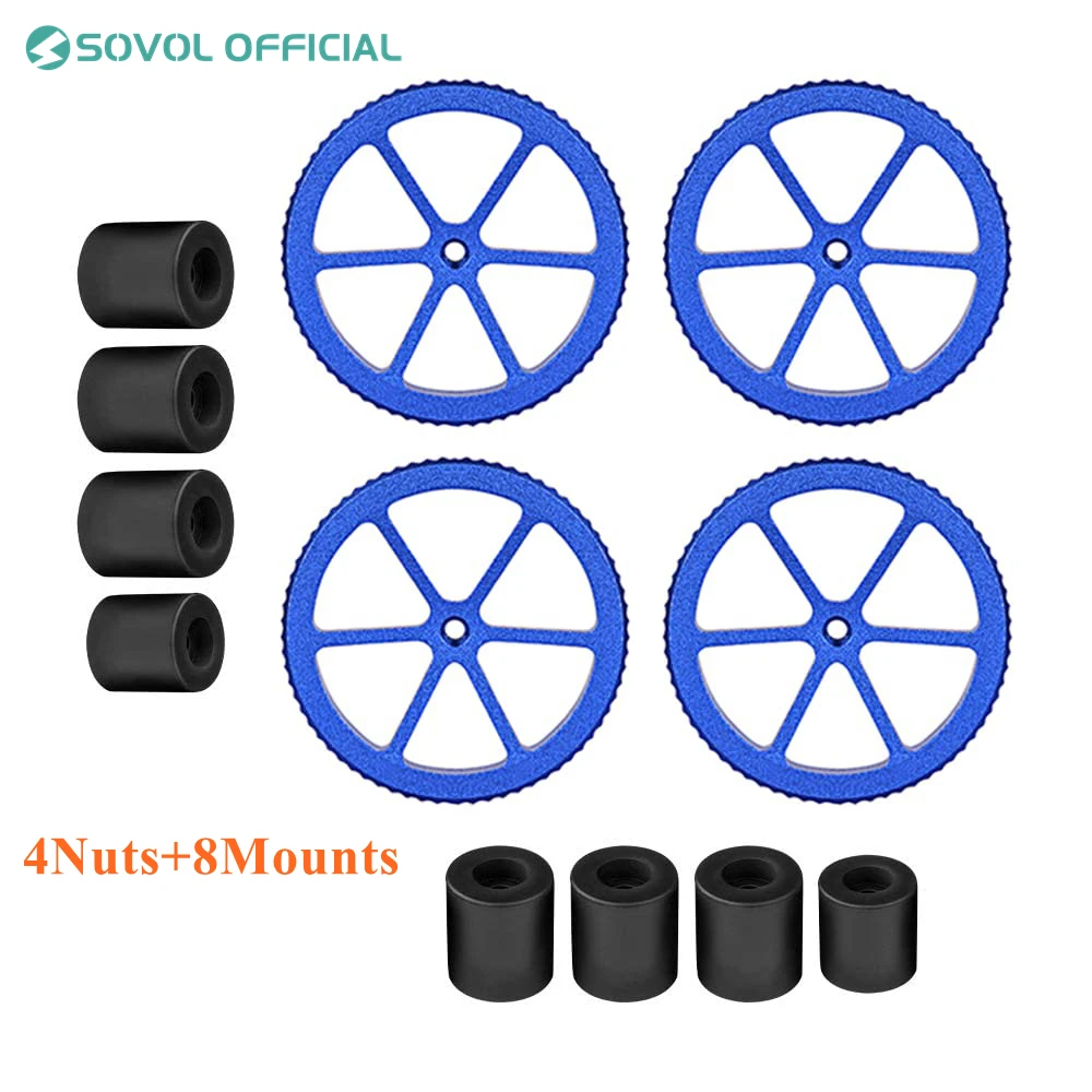 Sovol 3D Upgraded 4pcs Blue Aluminum Hand Twist Leveling Nut with 8pcs Heatbed Silicone Leveling Column Mounts for Ender 3 CR-10
Sovol 3D Upgraded 4pcs Blue Aluminum Hand Twist Leveling Nut with 8pcs Heatbed Silicone Leveling Column Mounts for Ender 3 CR-10