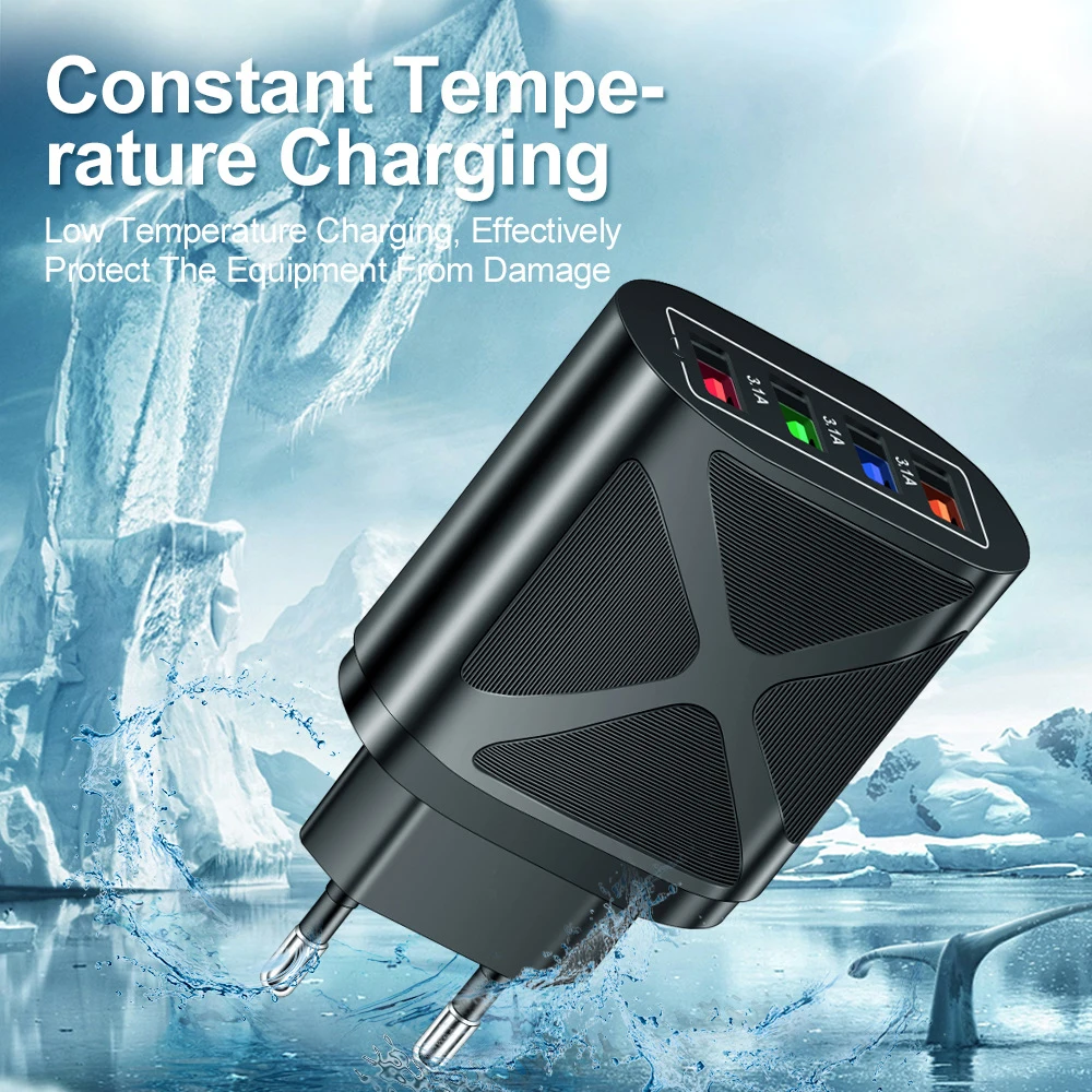 Portable Travel Charger Quick Charge Eu/us/uk Plug Charging Converter Head 4usb Power Adapter Phone Accessories Universal
Portable Travel Charger Quick Charge Eu/us/uk Plug Charging Converter Head 4usb Power Adapter Phone Accessories Universal