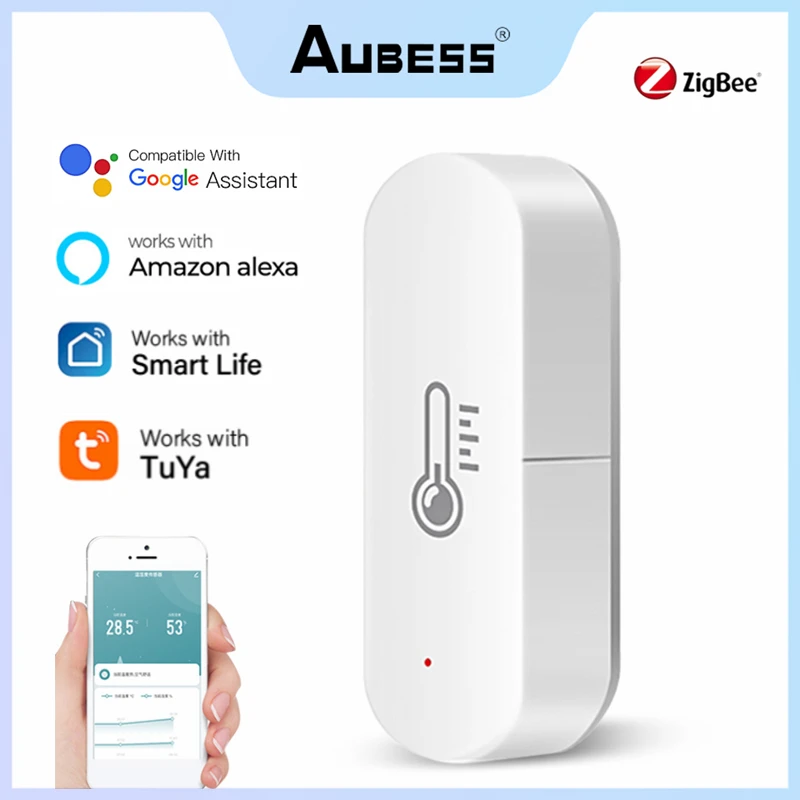 Aubess Tuya ZigBee Smart Temperature And Humidity Sensor Battery Powered ZigBee Smart Home Security Work With Alexa Google Home
Aubess Tuya ZigBee Smart Temperature And Humidity Sensor Battery Powered ZigBee Smart Home Security Work With Alexa Google Home