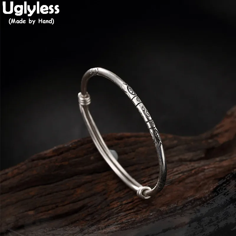 Uglyless Real S 925 Sterling Silver Bangles Handmade Engraving Fish Totem Bangles Vintage Women Ethnic Fine Jewelry Wrist Bijoux
Uglyless Real S 925 Sterling Silver Bangles Handmade Engraving Fish Totem Bangles Vintage Women Ethnic Fine Jewelry Wrist Bijoux