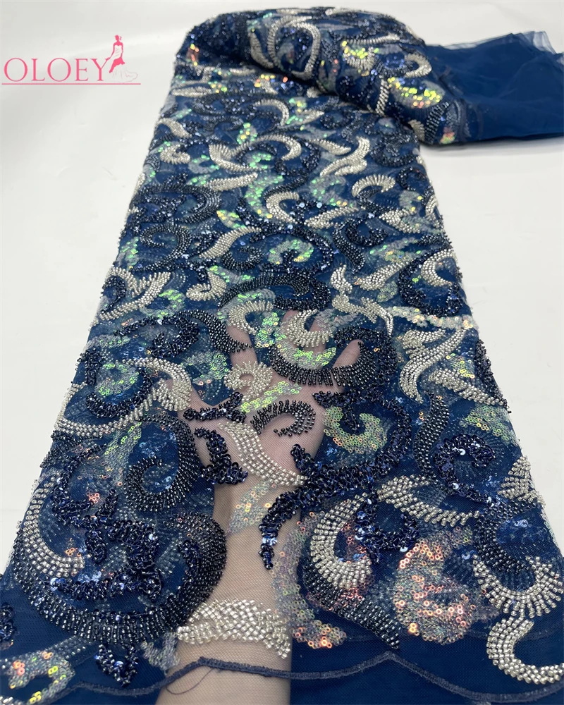 Fashion Elegant French Embroidery Beaded Lace Fabric African Nigerian With Sequins Fabric For Wedding Dress
Fashion Elegant French Embroidery Beaded Lace Fabric African Nigerian With Sequins Fabric For Wedding Dress