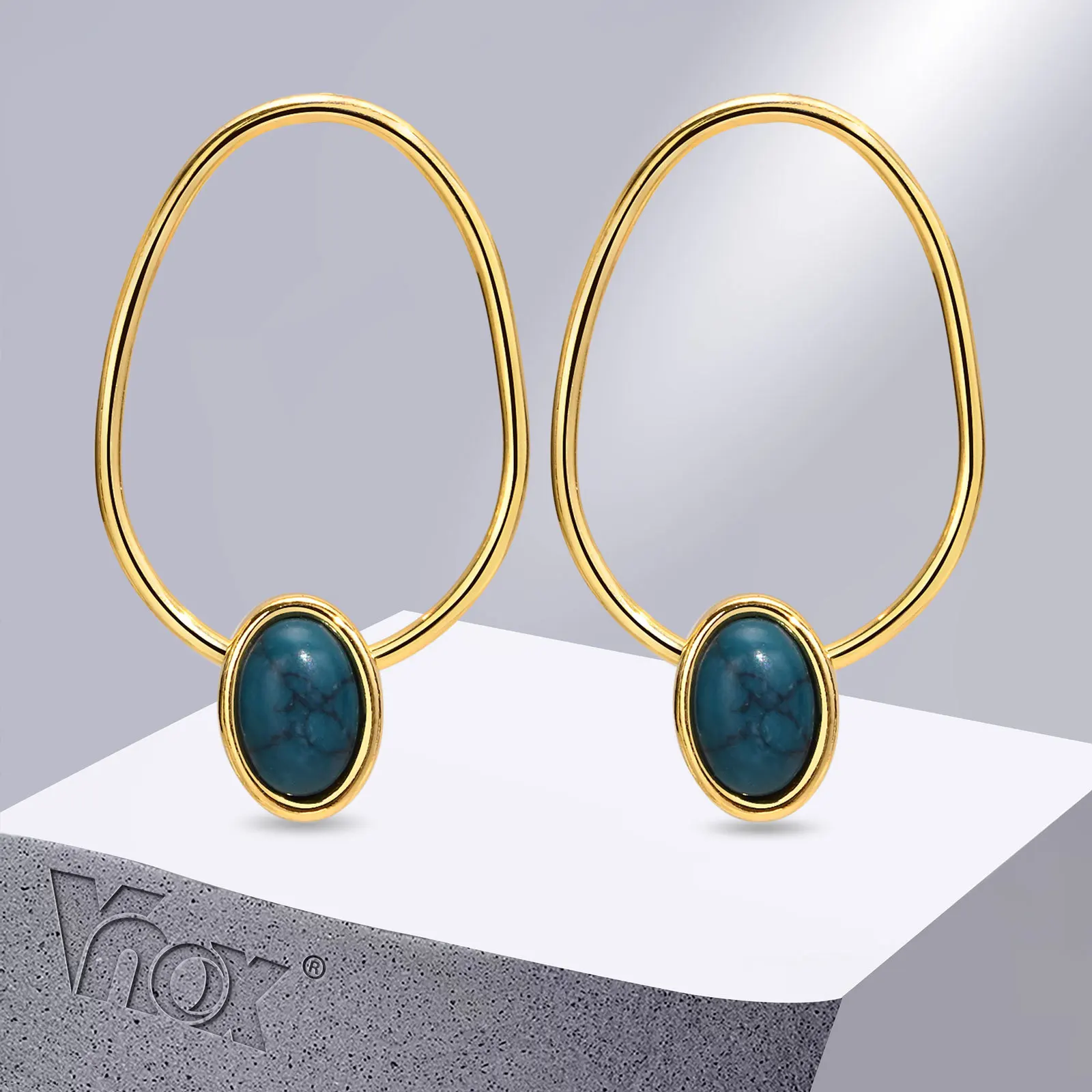 Vnox Geometric Women Earrings, Big Irregular Round Stud with Natural Stone, Geometric Statement Ear Jewelry
Vnox Geometric Women Earrings, Big Irregular Round Stud with Natural Stone, Geometric Statement Ear Jewelry