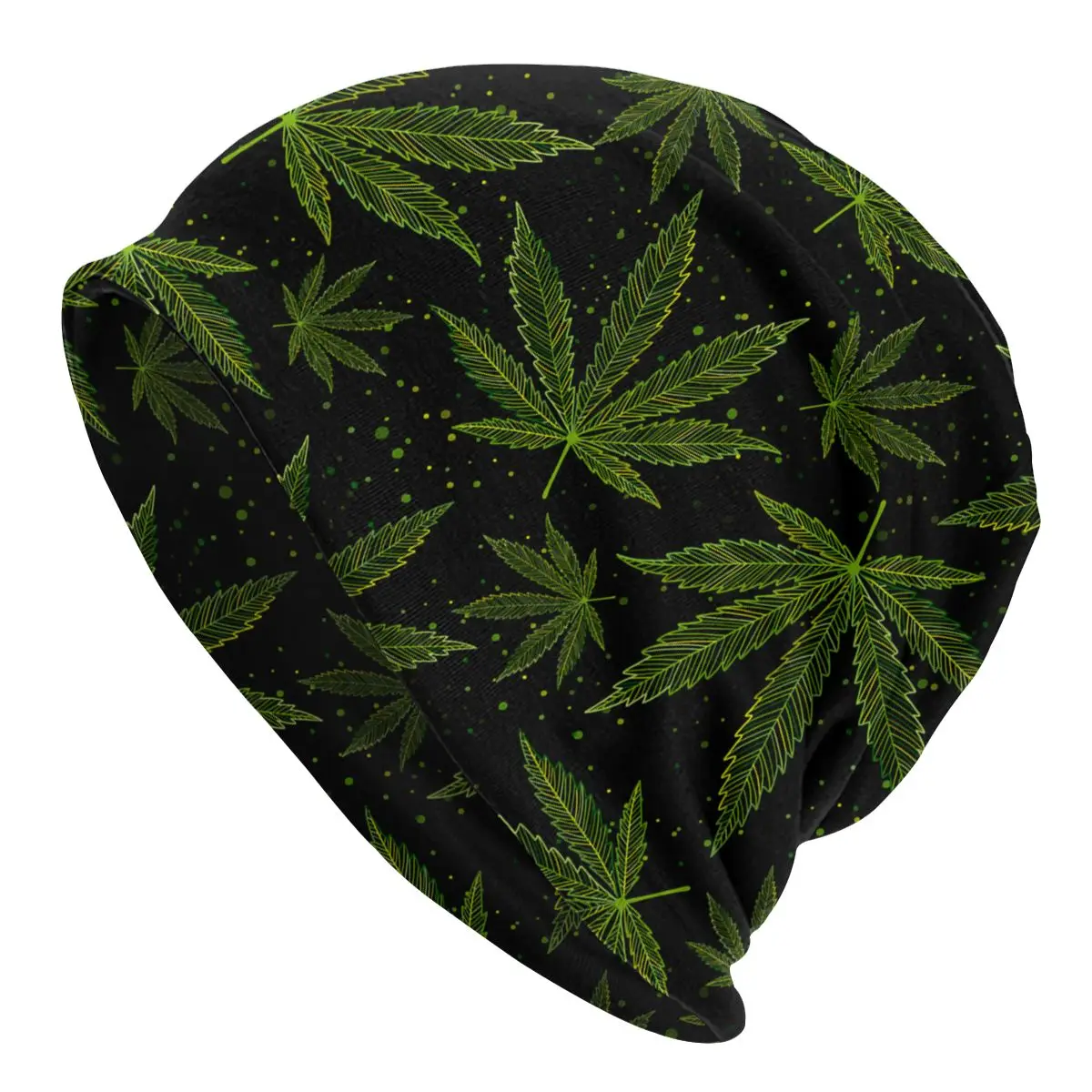 

Cannabis Leaves Skullies Beanies Marijuana Weed Leaf Hats Goth Street Unisex Cap Summer Warm Dual-use Bonnet Knitting Hats