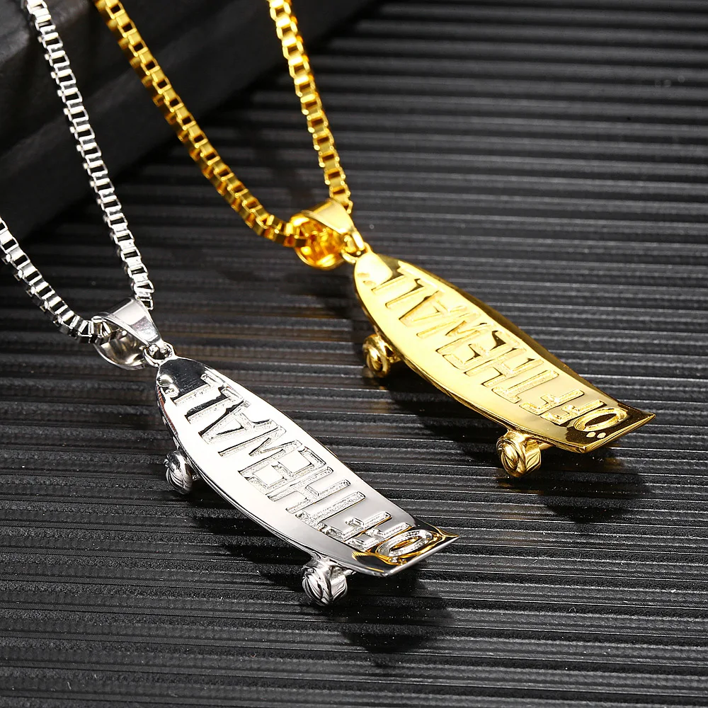 Fashion Trend Personality Men's Necklace Gold Silver Skateboard Pendant Creative Jewelry Gift for Men
Fashion Trend Personality Men's Necklace Gold Silver Skateboard Pendant Creative Jewelry Gift for Men