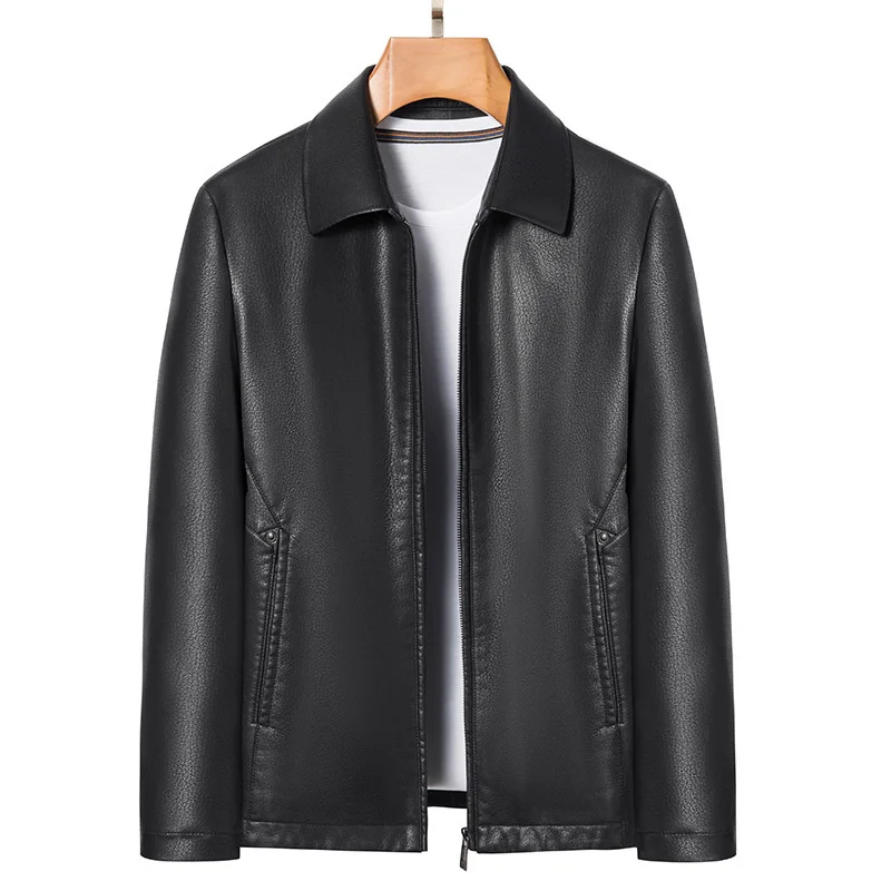 Men's Spring Autumn Clothing Black Thin Soft Top Leather Zipper Loose Coat Overszie Lapel Natural Calfskin Classic Jacket
Men's Spring Autumn Clothing Black Thin Soft Top Leather Zipper Loose Coat Overszie Lapel Natural Calfskin Classic Jacket