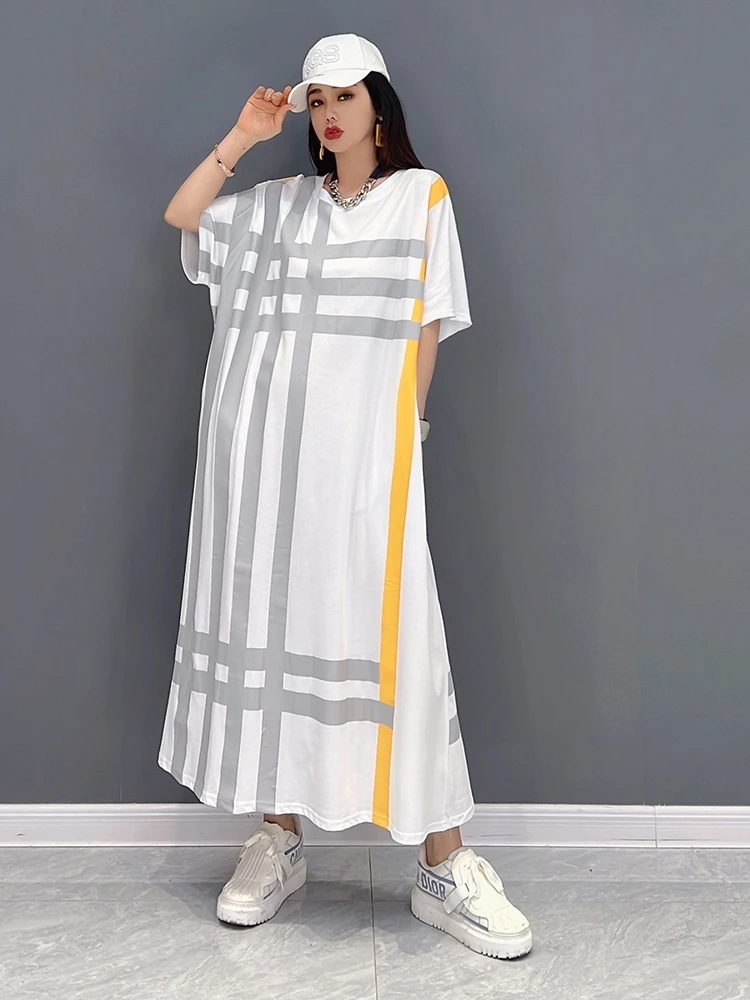 SuperAen 2022 Summer New Fashion Casual Loose Stripe Long O Neck T-shirt Dresses Women
SuperAen 2022 Summer New Fashion Casual Loose Stripe Long O Neck T-shirt Dresses Women