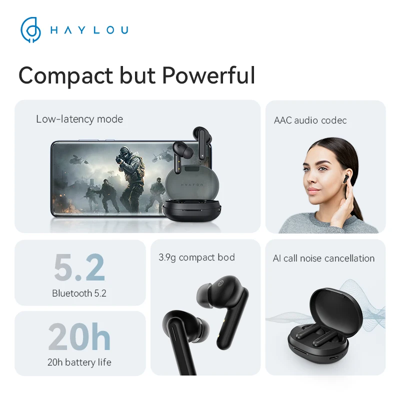 Беспроводные наушники HAYLOU GT7, Bluetooth 5,2 TWS AAC, шумоподавление, низкая задержка
Беспроводные наушники HAYLOU GT7, Bluetooth 5,2 TWS AAC, шумоподавление, низкая задержка