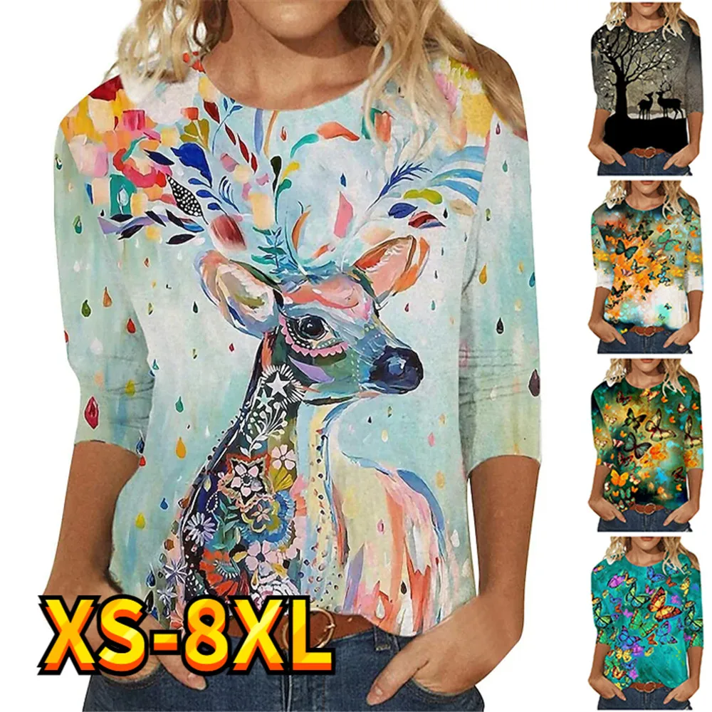 Women's Tops Casual Cartoon Butterfly Deer Patterned Sports Weekend Painting Long Sleeve Print Round Neck Basic Essential XS-8XL
Women's Tops Casual Cartoon Butterfly Deer Patterned Sports Weekend Painting Long Sleeve Print Round Neck Basic Essential XS-8XL