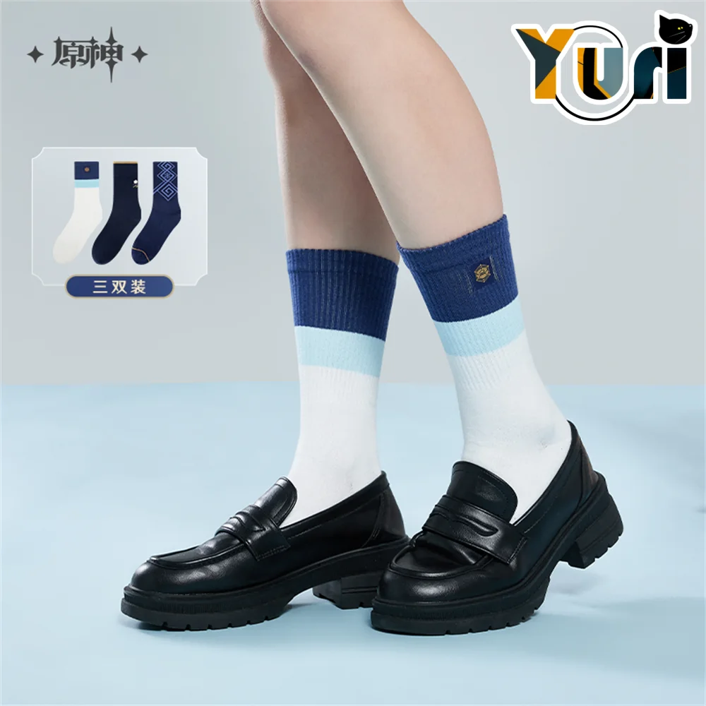 

Yuri Game Genshin Impact Kamisato Ayaka Middle Tube Socks 3 Pairs Anime Cosplay Props C