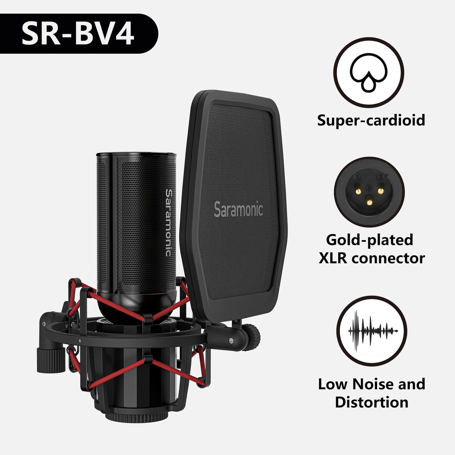 

Saramonic SR-BV4 Supercardioid Large-Diaphragm Studio Condenser Microphone for Live Streaming Youtube Recording Podcasting Vlog