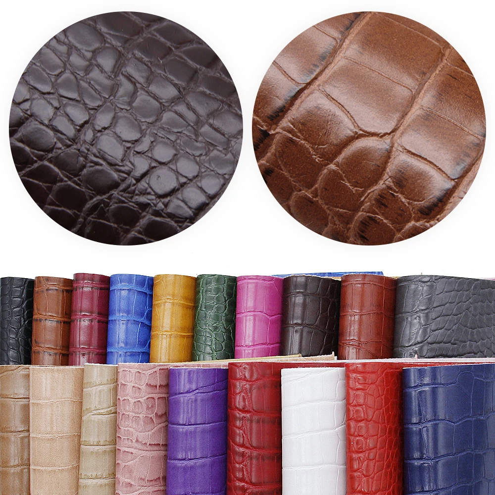 

50*140cm Crocodile Pattern Glossy Embossed Texture Sliced Synthetic Leather Sheets DIY Handmade Materials Bump