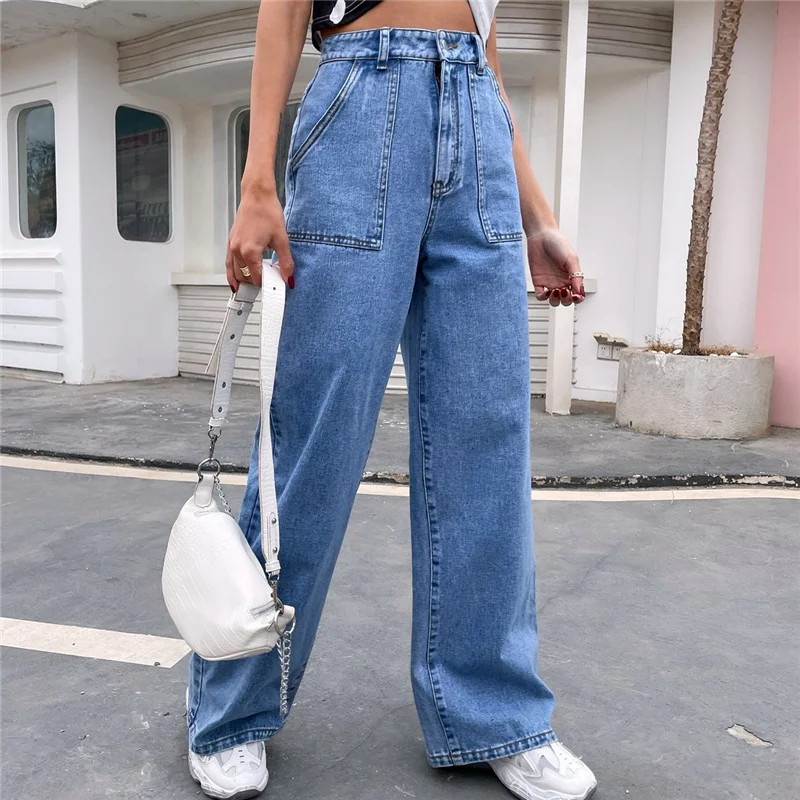 Women's Clothing Fashion Large Pocket High Waist Casual Straight Leg Denim Pants Vintage Loose Solid Jeans Wild Cowgirl Trousers
Women's Clothing Fashion Large Pocket High Waist Casual Straight Leg Denim Pants Vintage Loose Solid Jeans Wild Cowgirl Trousers