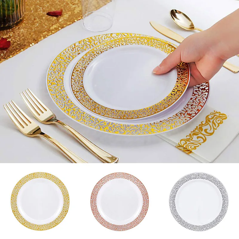 5PC Lace Design Gold Plastic Disposable Plates Salad Plate Wedding Party Dinnerware Dish
5PC Lace Design Gold Plastic Disposable Plates Salad Plate Wedding Party Dinnerware Dish