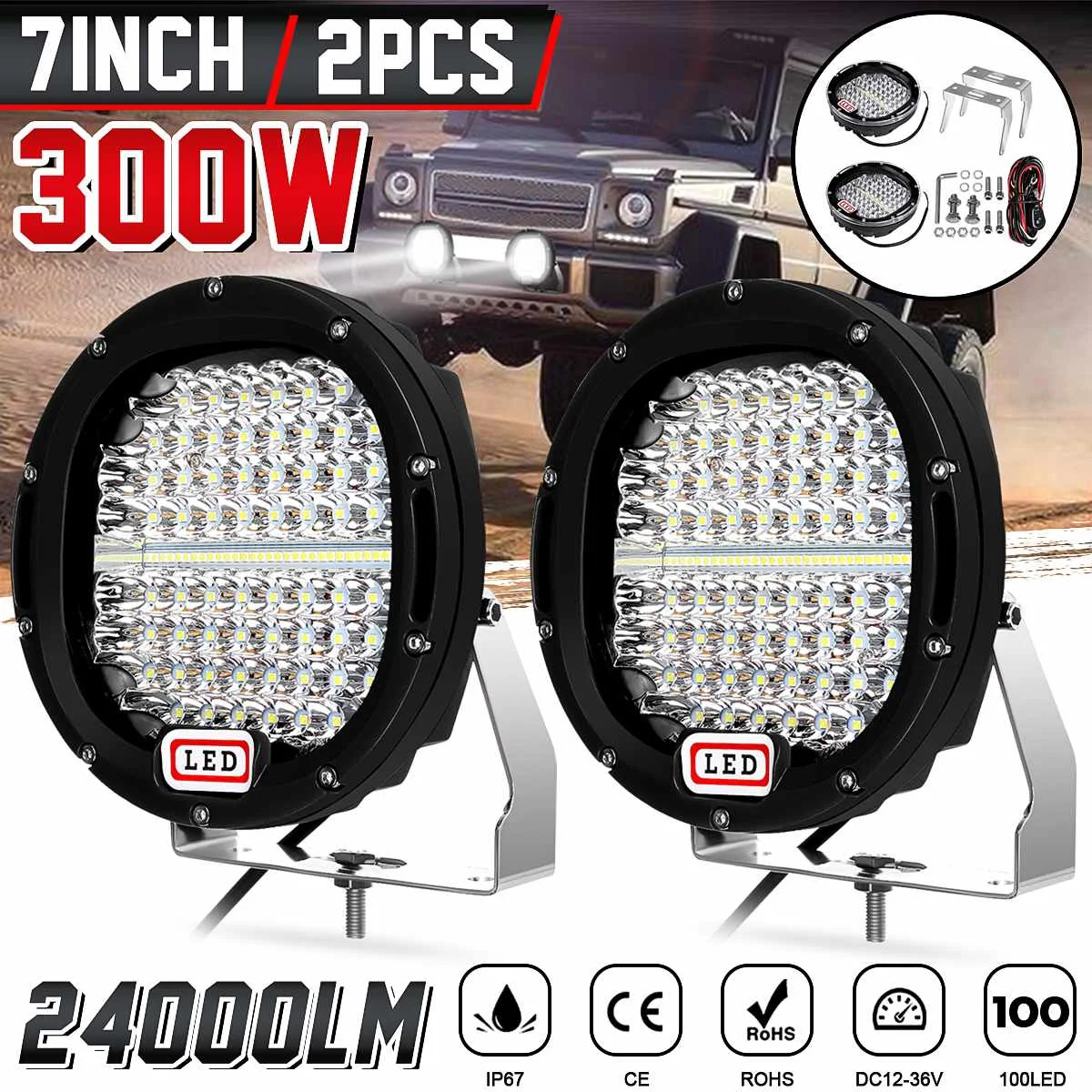 2pcs 7" Car Headlight Led Work Light Offroad Running Lights Worklight For Truck Motorcycle Atv UTV 4x4 OffRoad 12V 24V
2pcs 7" Car Headlight Led Work Light Offroad Running Lights Worklight For Truck Motorcycle Atv UTV 4x4 OffRoad 12V 24V