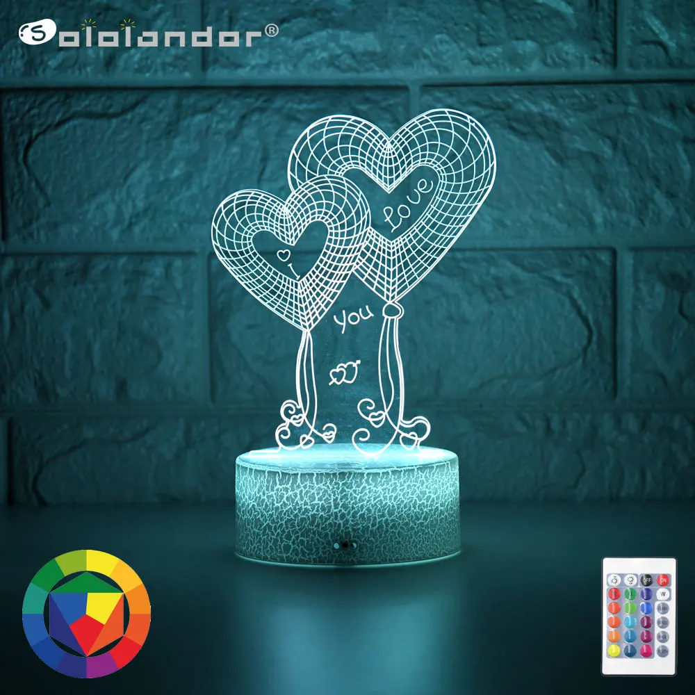 Новинка 2021, Детский 3D светодиодный ночник, креативный обеденный стол, прикроватная лампа, романтический двойной светильник в форме сердца, ...
Новинка 2021, Детский 3D светодиодный ночник, креативный обеденный стол, прикроватная лампа, романтический двойной светильник в форме сердца, ...