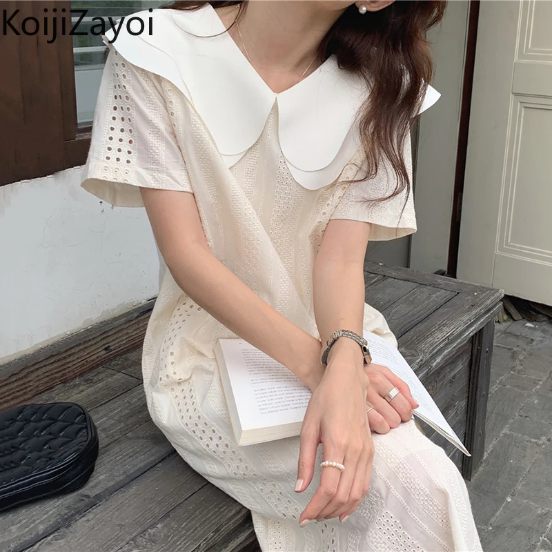 Koijizayoi Women Solid Fashion Bodycon Maxi Dress Peter Pan Collar Chic Korean Dresses Office Lady A Line Slim Vestidos Outwear
Koijizayoi Women Solid Fashion Bodycon Maxi Dress Peter Pan Collar Chic Korean Dresses Office Lady A Line Slim Vestidos Outwear