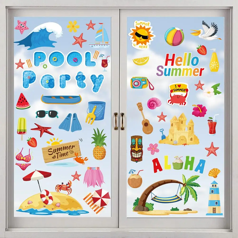 NEW 130pcs 9 Sheets Hawaiian Window Stickers With Sun Ice Cream Pattern Window Decal For Wall Glass Refrigerator Car Decorations
NEW 130pcs 9 Sheets Hawaiian Window Stickers With Sun Ice Cream Pattern Window Decal For Wall Glass Refrigerator Car Decorations