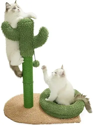 

YOUMI Árbol rascador para gatos Cactus rascador de sisal cuerda para árbol de escalada juguete para gatos con comedero de sisa