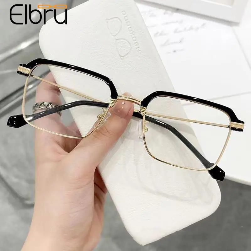 

Elbru 0 + 1 + 1,5 + 2 + 2,5 + 3 + 3,5 + 4 анти-синий светильник для чтения очки для мужчин и женщин металлические очки для чтения Sqaure пресбиопические очки