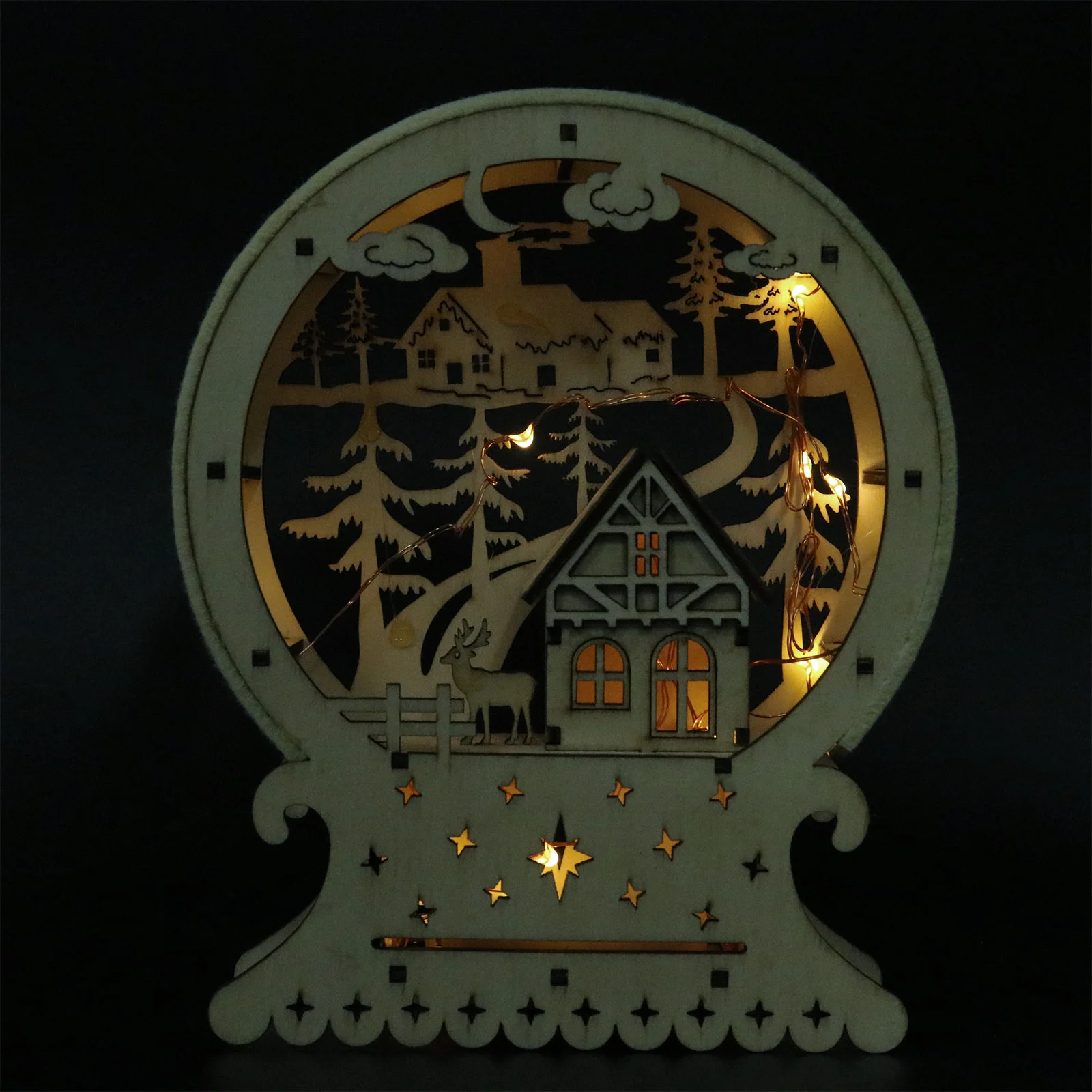 Light Christmas House Holiday LED Wooden Elk Reindeer Tree Hut Cabin Model Photo Prop Desk Centerpiece Decor for Home Shop
Light Christmas House Holiday LED Wooden Elk Reindeer Tree Hut Cabin Model Photo Prop Desk Centerpiece Decor for Home Shop