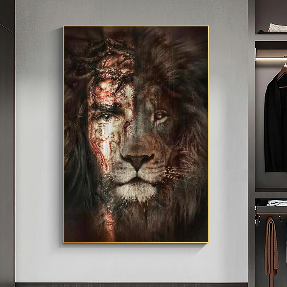 Jesus and Lion Crown of Thorns Canvas Painting Christianity Wall Art God Poster Print Wall Picture for Living Room Home Decor
Jesus and Lion Crown of Thorns Canvas Painting Christianity Wall Art God Poster Print Wall Picture for Living Room Home Decor