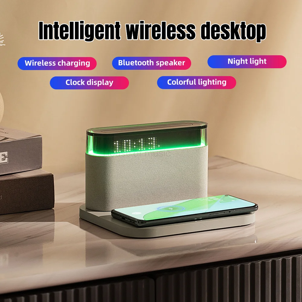 Цифровой будильник для спальни, прикроватная лампа с беспроводным зарядным устройством, регулируемой яркостью, с функцией повтора и Bluetooth колонками, 15 Вт
Цифровой будильник для спальни, прикроватная лампа с беспроводным зарядным устройством, регулируемой яркостью, с функцией повтора и Bluetooth колонками, 15 Вт