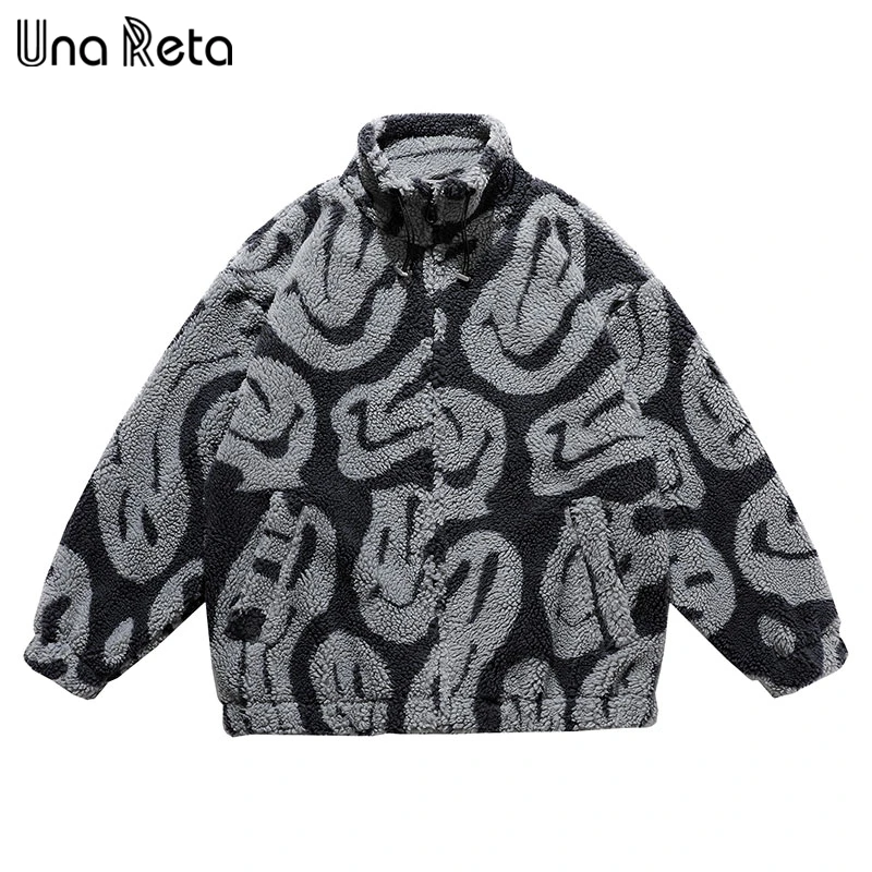 

Una Reta M-XXL Winter Men Coat New Casual Lamb Wool Parka Coat Streetwear Loose Clothing Grain Fleece Men's Jacket Coat MB007