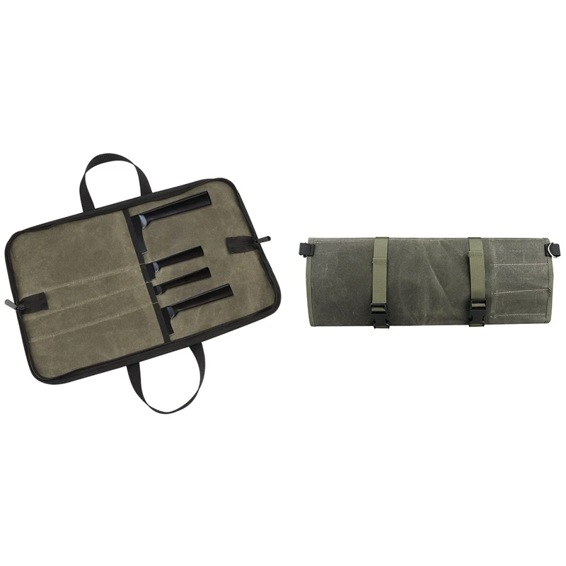 Knife Bag(4 Slots), Chef Knife Case Waxed Canvas Roll Storage Knife Carrying Pouch For Men
Knife Bag(4 Slots), Chef Knife Case Waxed Canvas Roll Storage Knife Carrying Pouch For Men
