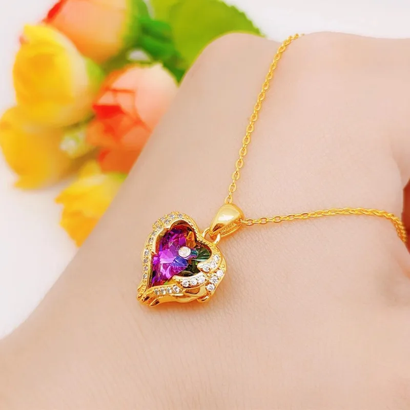 Fashion simple and creative heart of the ocean necklace delicate heart angel wings colorful crystal pendant girls quality gift
Fashion simple and creative heart of the ocean necklace delicate heart angel wings colorful crystal pendant girls quality gift