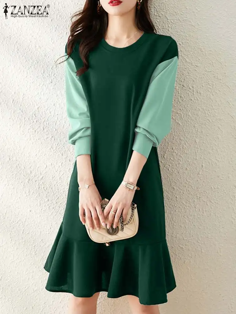 ZANZEA Patchwork Women Mermaid Vestidos Drop Shoulder Ruffles Hem Dress 2023 Autumn Casual Knee-length Long Sleeve Elegant Robe
ZANZEA Patchwork Women Mermaid Vestidos Drop Shoulder Ruffles Hem Dress 2023 Autumn Casual Knee-length Long Sleeve Elegant Robe
