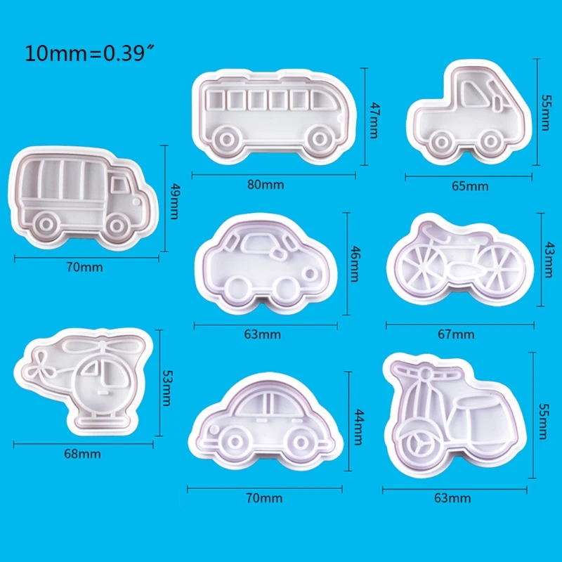 8pcs Bicycle Car Pattern Plastic Baking Mold Kitchen Biscuit Cookie Cutter Pastry Plunger 3D Cake Decorating Baking Accessories
8pcs Bicycle Car Pattern Plastic Baking Mold Kitchen Biscuit Cookie Cutter Pastry Plunger 3D Cake Decorating Baking Accessories