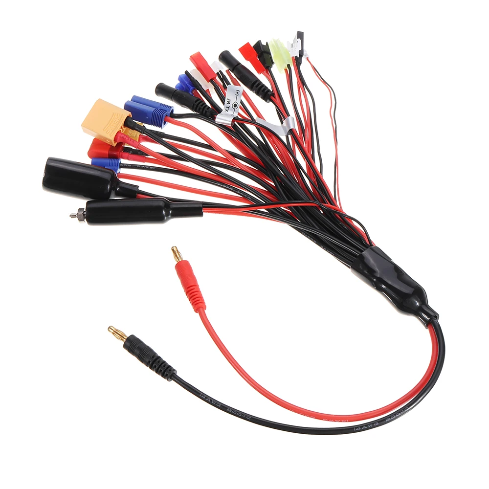 20 in 1 Multifunction Charger Cable 4mm Banana Pklug to XT60 XT90 EC3 EC5 Tamiya for B6 B6AC PL6 PL8 Charger
20 in 1 Multifunction Charger Cable 4mm Banana Pklug to XT60 XT90 EC3 EC5 Tamiya for B6 B6AC PL6 PL8 Charger