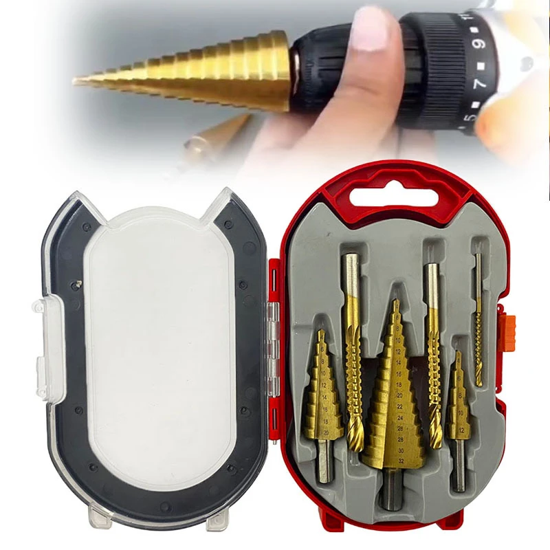 6Pcs Step Drill Bit Saw Drill Bit Set Titanium Milling Cutter 4-12 4-20 4-32mm 3 6 8mm For Woodworking Metal Core Hole Opener
6Pcs Step Drill Bit Saw Drill Bit Set Titanium Milling Cutter 4-12 4-20 4-32mm 3 6 8mm For Woodworking Metal Core Hole Opener