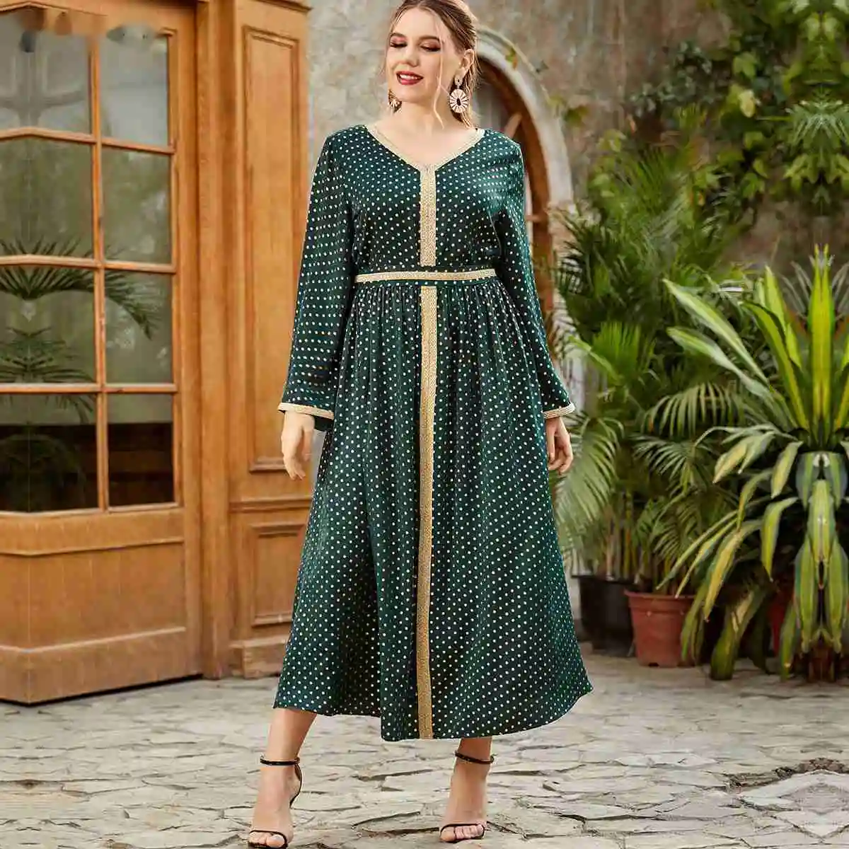 Abaya Muslin Dress Women Long Sleeve Morrocan Kaftan Dress Dot Print Pleated Islamic Djellaba Islam Turkey Moroccan Dress
Abaya Muslin Dress Women Long Sleeve Morrocan Kaftan Dress Dot Print Pleated Islamic Djellaba Islam Turkey Moroccan Dress