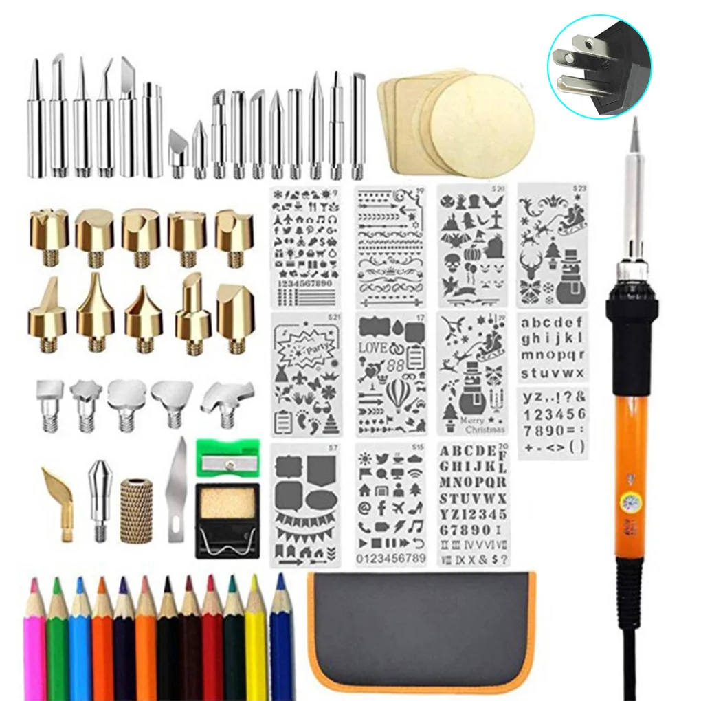 82PCS Wood Burning Kit Sculpture Embossing Soldering Tips Wood Burning Pen DIY Various Kits US/EU/UK Plug
82PCS Wood Burning Kit Sculpture Embossing Soldering Tips Wood Burning Pen DIY Various Kits US/EU/UK Plug