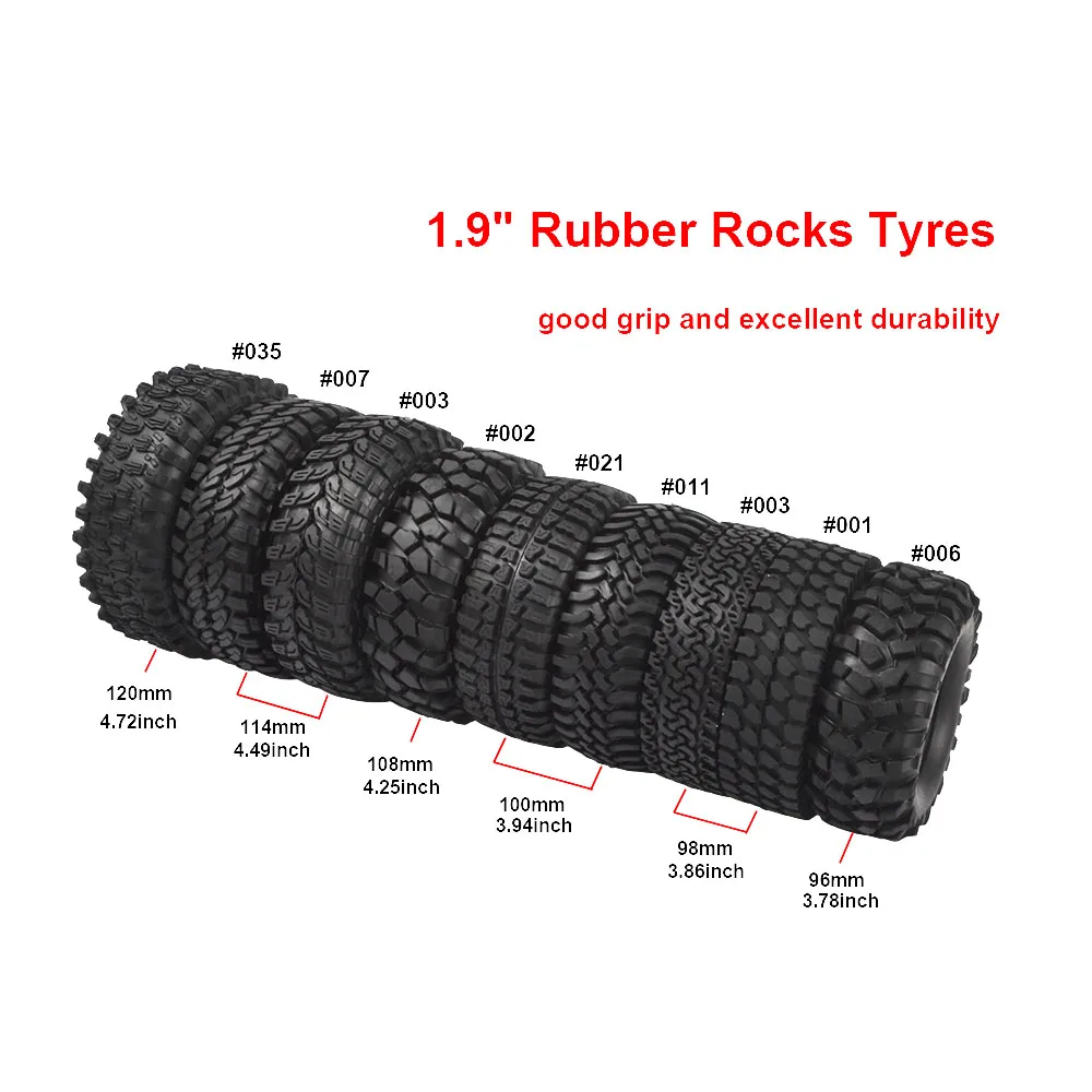 4 шт. 1/10 RC Rock Crawler 1 9 "резиновые шины/колесные шины для осевых SCX10 90046 90047 TRX4 Tamiya CC01