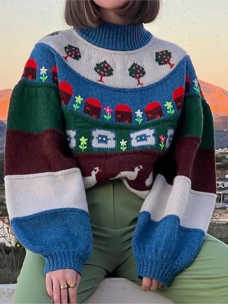 Cartoon Loose Jacquard Knitted Pullover 2023 Autumn Warm Christmas Patchwork Sweater Jackets Chic Crochet Vintage Female's Tops
Cartoon Loose Jacquard Knitted Pullover 2023 Autumn Warm Christmas Patchwork Sweater Jackets Chic Crochet Vintage Female's Tops