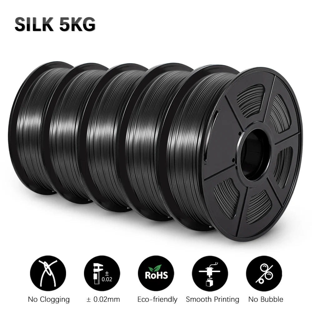 PLA /SILK Filament 3D Printer For 3D Printe Filament PLA 1KG 5 Rolls/Set 1.75MM 10 Times Toughness Fast Shipping
PLA /SILK Filament 3D Printer For 3D Printe Filament PLA 1KG 5 Rolls/Set 1.75MM 10 Times Toughness Fast Shipping