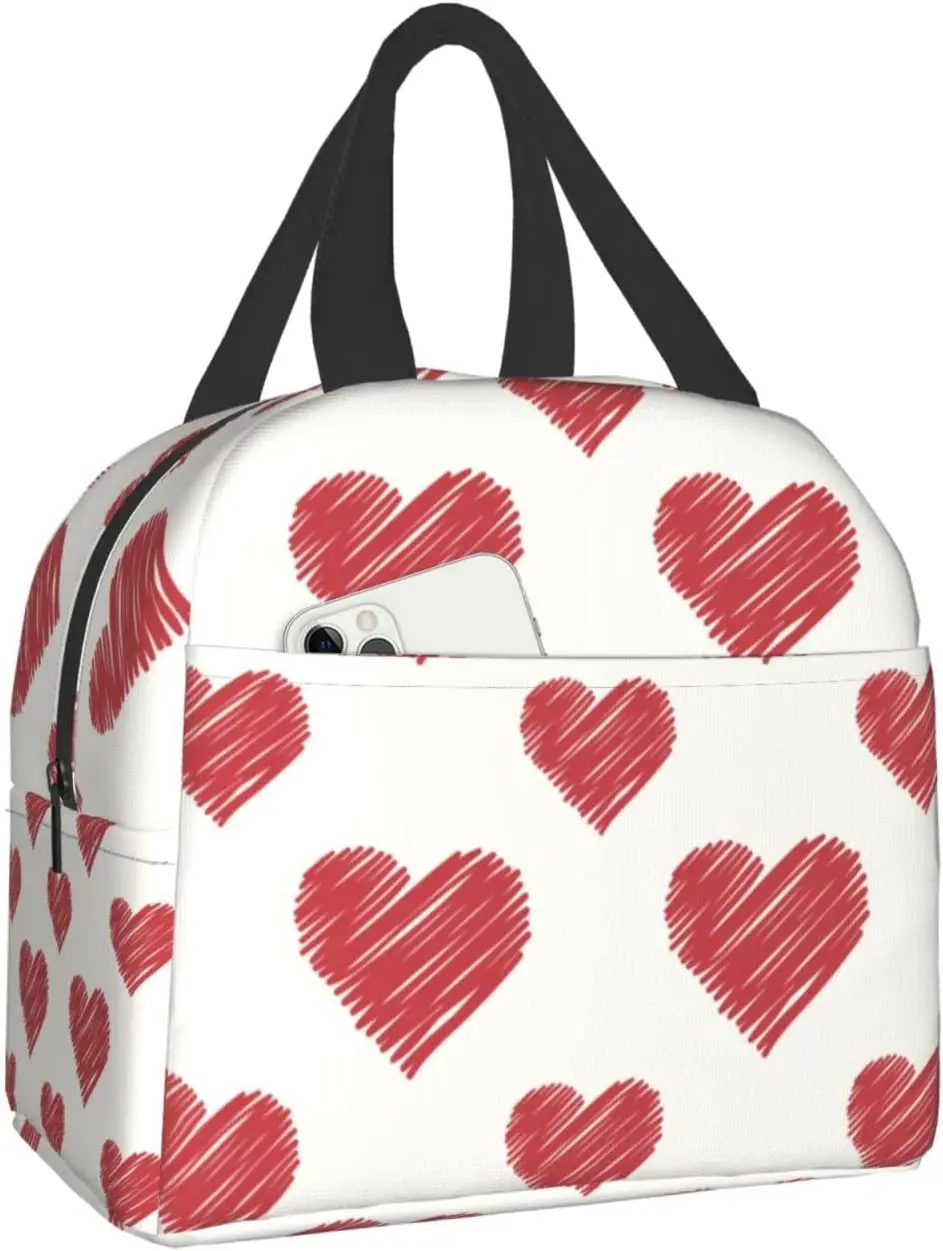 Insulated Lunch Bag Reusable Cooler Thermal Valentines Day Red Heart Tote Bag With Front Pocket For Travel Work Hiking Picnic
Insulated Lunch Bag Reusable Cooler Thermal Valentines Day Red Heart Tote Bag With Front Pocket For Travel Work Hiking Picnic