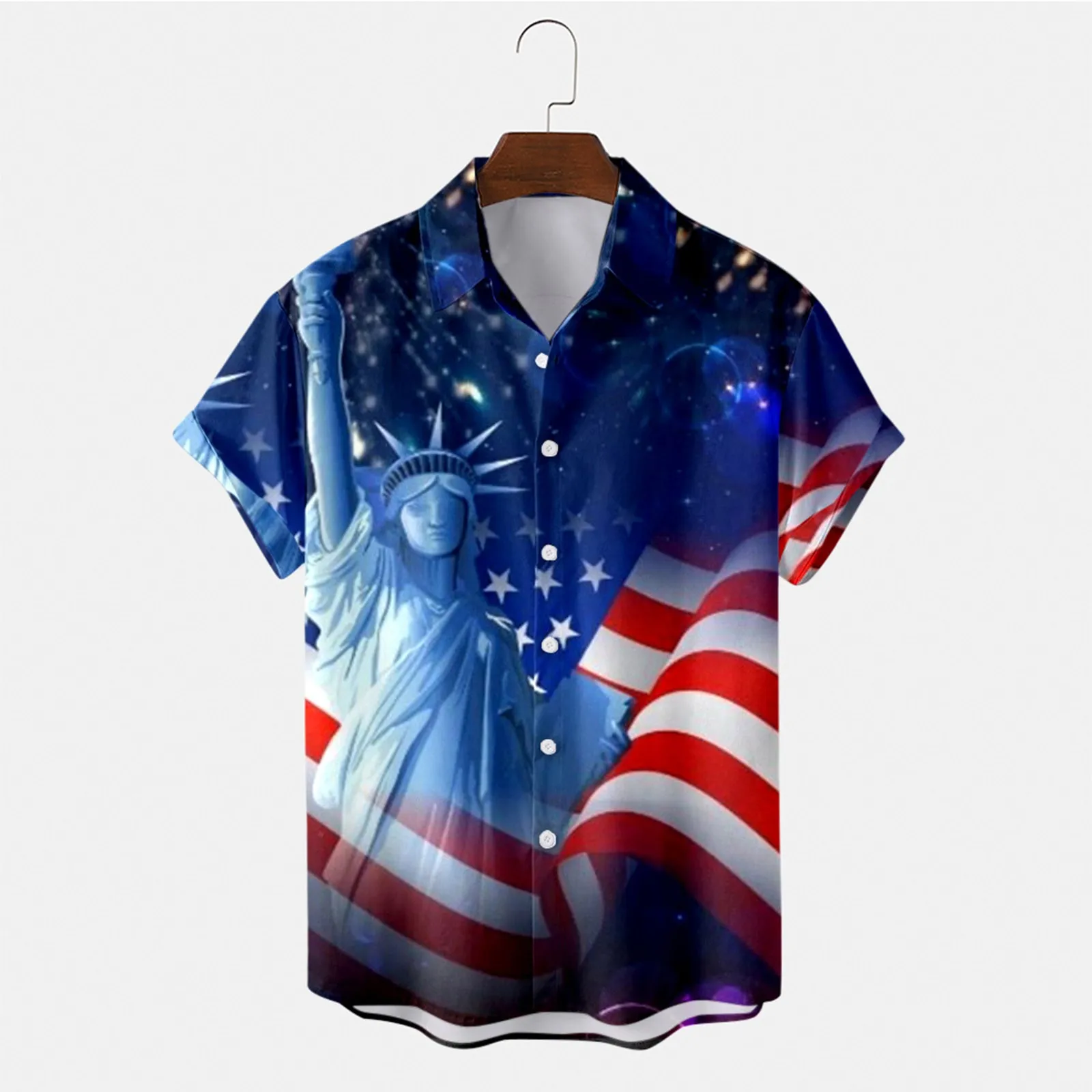 Shirts For Men 4th Of July American Flag Printing Lapel Short Sleeve Blouses Tops Cartoon Stand Collar Buttons Blusas Hombre
Shirts For Men 4th Of July American Flag Printing Lapel Short Sleeve Blouses Tops Cartoon Stand Collar Buttons Blusas Hombre