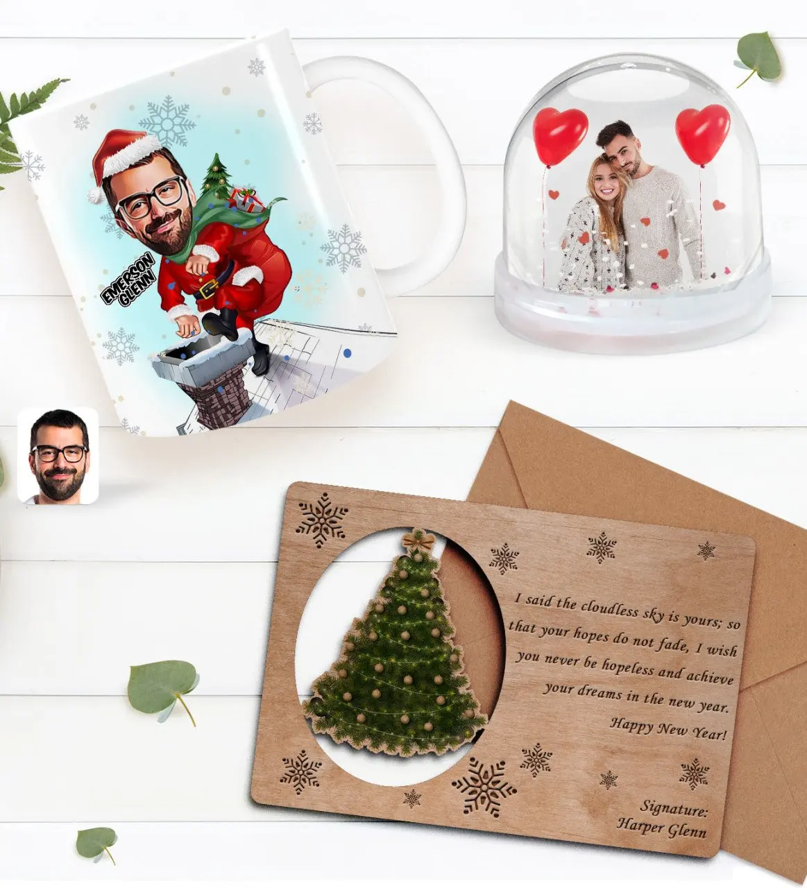 Персонализированная фотография снежный шар и новогодняя кружка и ретро Деревянная Рождественская открытка подарок
Персонализированная фотография снежный шар и новогодняя кружка и ретро Деревянная Рождественская открытка подарок