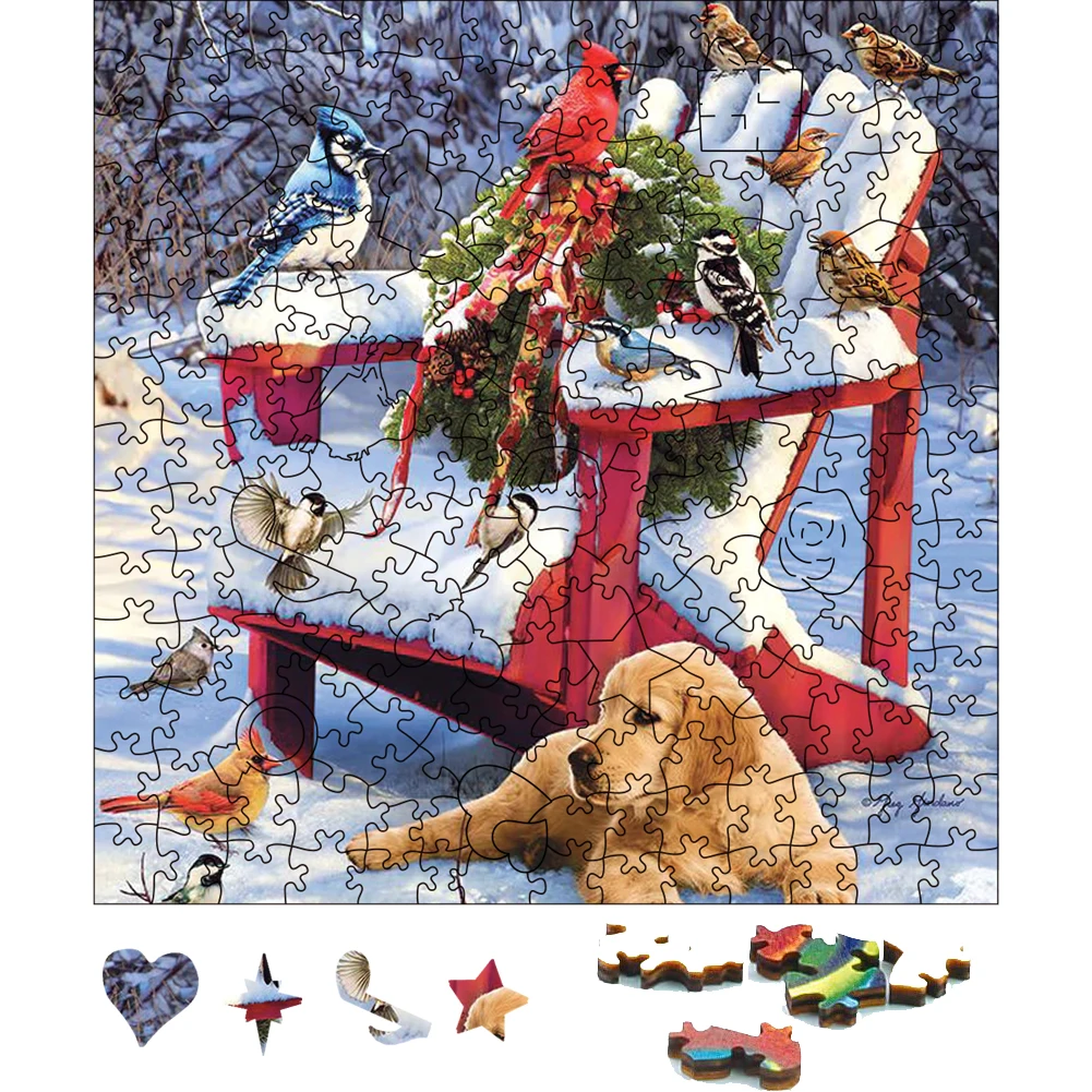 

Теплый зимний день, деревянный пазл для праздника, подарки, деревянные головоломки, настольная игра, деревянные головоломки с животными, игрушки на Рождество