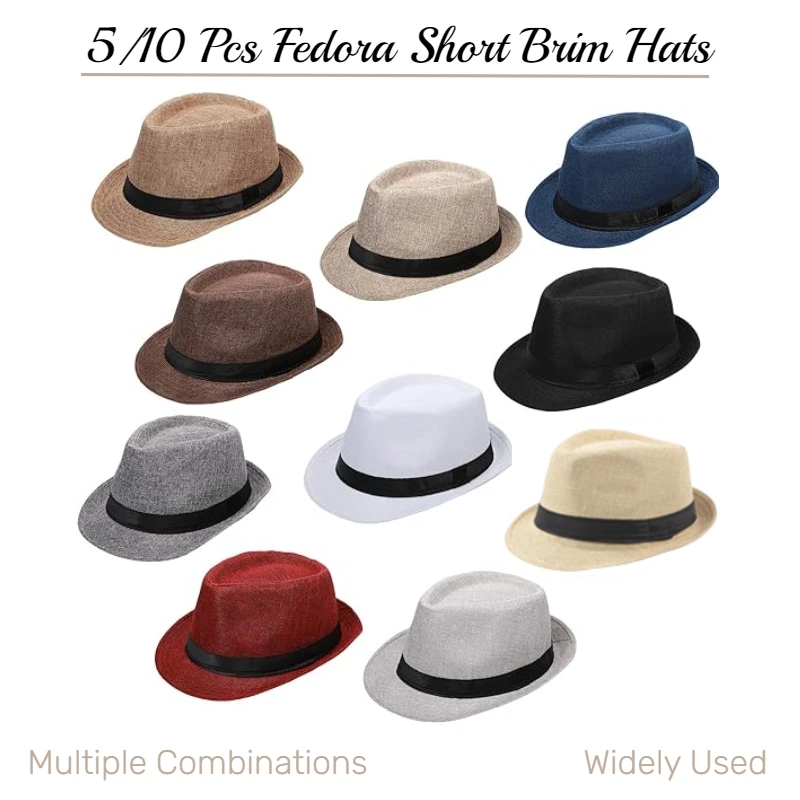 5/10Pcs Short Brim Hat Classic Panama Cap 1920s Fedora Hat Men Women Summer Beach Party Costume Multicolor 58cm Circumference
5/10Pcs Short Brim Hat Classic Panama Cap 1920s Fedora Hat Men Women Summer Beach Party Costume Multicolor 58cm Circumference