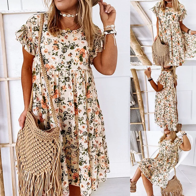Floral Print Summer Dress Women Bohemian Beach Dress Short Sleeve Ruffles Dresses Mini Dresses For Women Robe
Floral Print Summer Dress Women Bohemian Beach Dress Short Sleeve Ruffles Dresses Mini Dresses For Women Robe