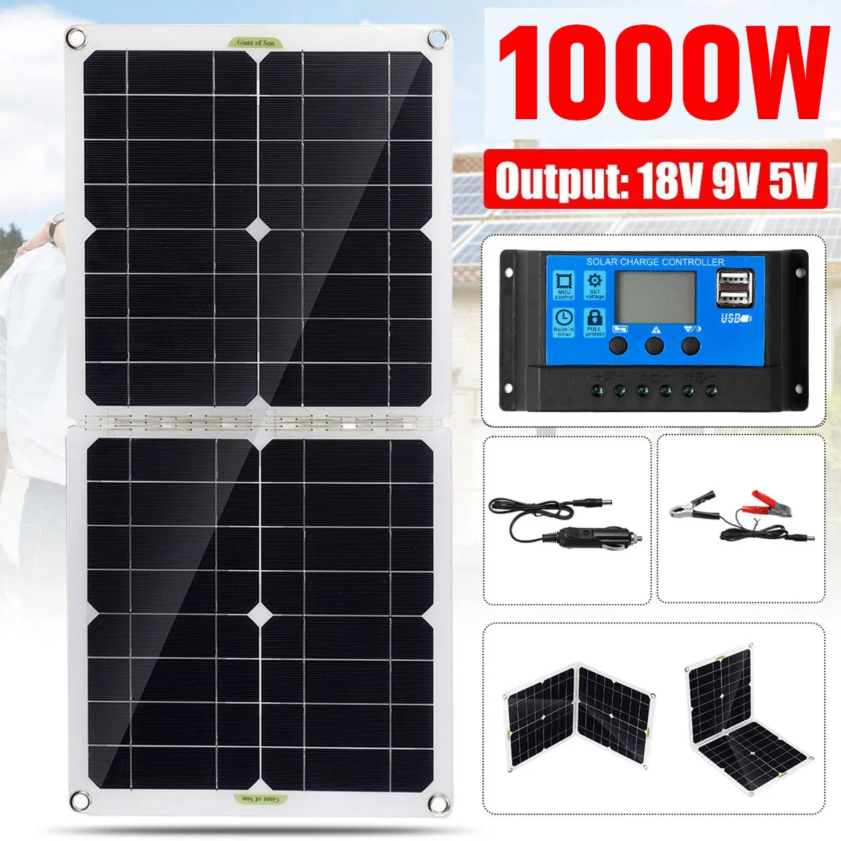 Foldable Solar Panel Kit Complete 1000W 20A Lithium Solar Charger Controller Board Flexible Solar Plates Waterproof Solar Cells
Foldable Solar Panel Kit Complete 1000W 20A Lithium Solar Charger Controller Board Flexible Solar Plates Waterproof Solar Cells
