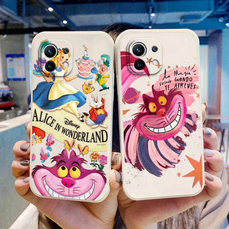 

Cute Alice and Cheshire Cat Phone Case For Xiaomi Mi 13 12S 12 12T 12X 11i 11T 11 10 10S 10T Pro Lite Ultra Liquid Rope TPU