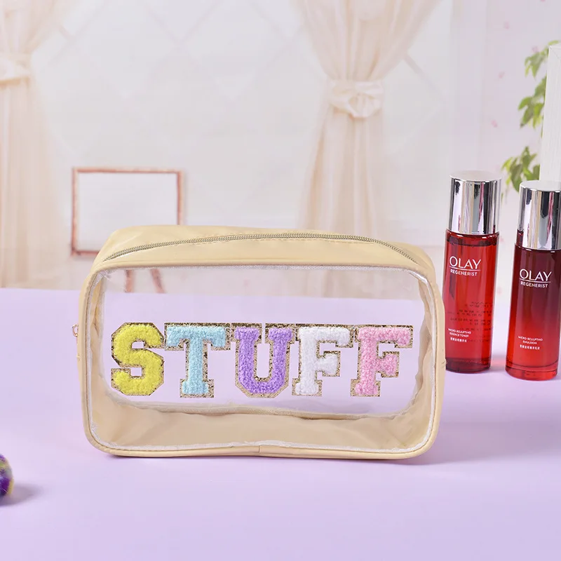Transparent PVC Cosmetic Bags Women Fashion Personalization Letter Patches Makeup Bag Female Large Capacity Waterproof Wash Bag
Transparent PVC Cosmetic Bags Women Fashion Personalization Letter Patches Makeup Bag Female Large Capacity Waterproof Wash Bag